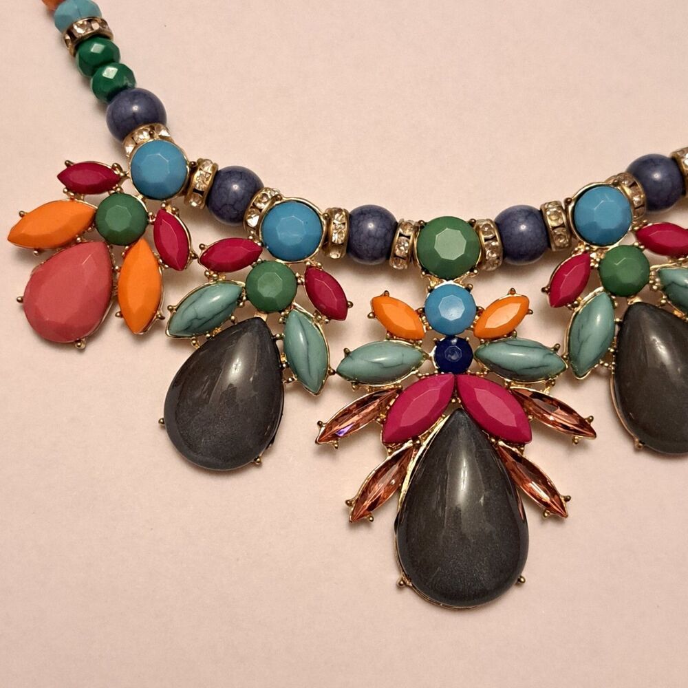 Charlotte Russe Statement Multicolor Necklace Tube Chain - Picture 3 of 6